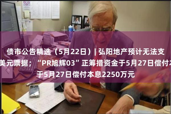 债市公告精选（5月22日）| 弘阳地产预计无法支付今日到期的美元票据；“PR旭辉03”正筹措资金于5月27日偿付本息2250万元