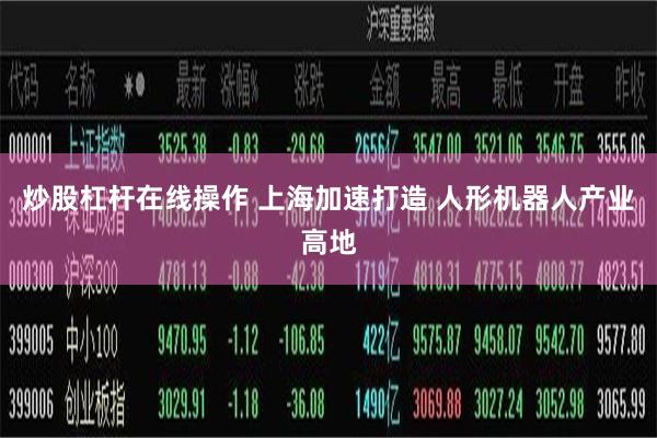 炒股杠杆在线操作 上海加速打造 人形机器人产业高地