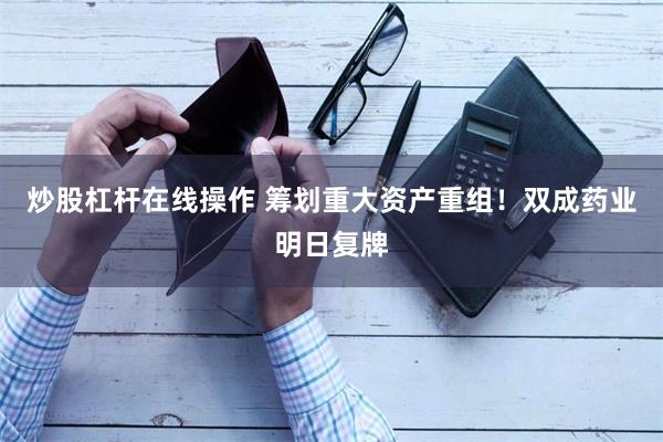 炒股杠杆在线操作 筹划重大资产重组！双成药业明日复牌